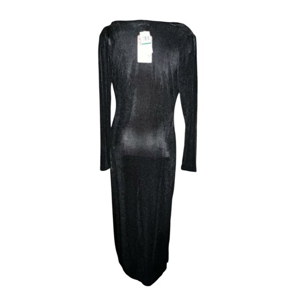 Band of the Free NWT Annabelle Black Cowl Neck ShimmMidi Dress Sz Large Black - Picture 7 of 14